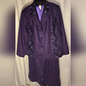 Purple Signature by Harve Bernard Women's Tweed suit  with Lace overlay‎